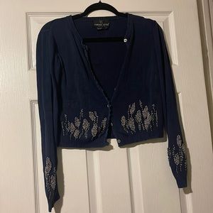 Adorable navy with beaded little flowers like lavender Carol little sweater